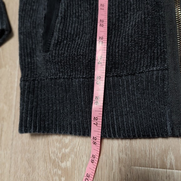 Guess Zip Up Sweater Mens XL Charcoal Grey Ribbed Knit Hooded 100% Cotton Y2K - Picture 7 of 7